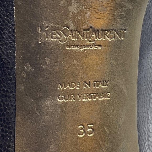 YVES SAINT LAURENT BLACK LEATHER TRIBTOO PLATFORM PUMP - Picture 8 of 9